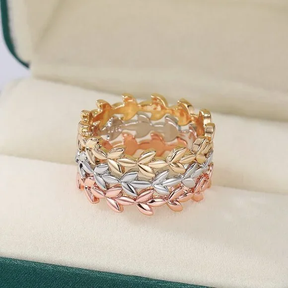 Fashion Leaf Rose Gold Plated Simple Ring for Women/Girl, K944